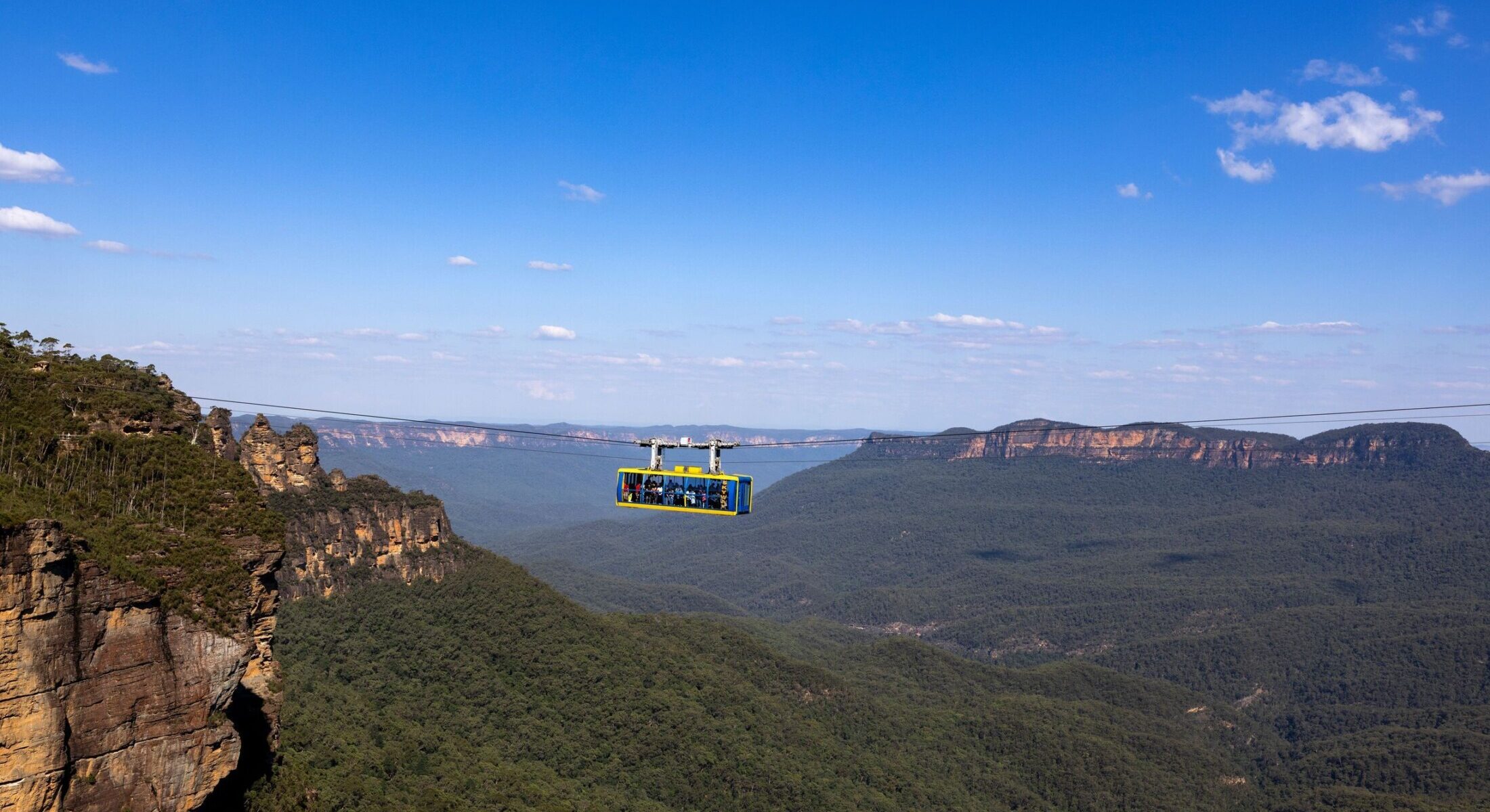 Enjoying an adventure and amazing views on the Beyond Skyway, Katoomba, in the Blue Mountains.