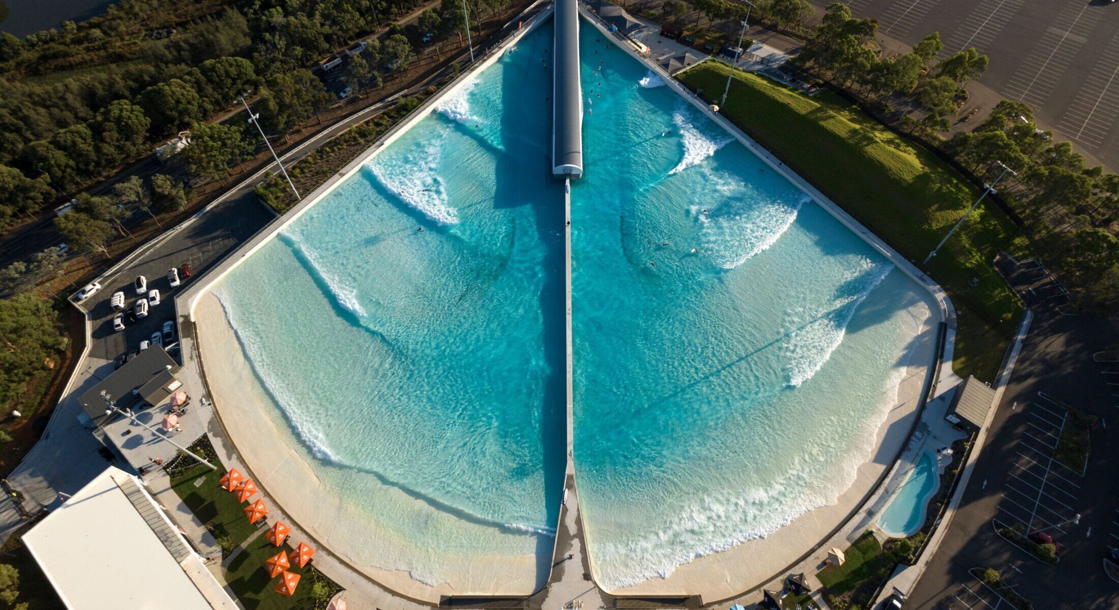 View over URBNSURF, Homebush, Australia's best urban surfpark.