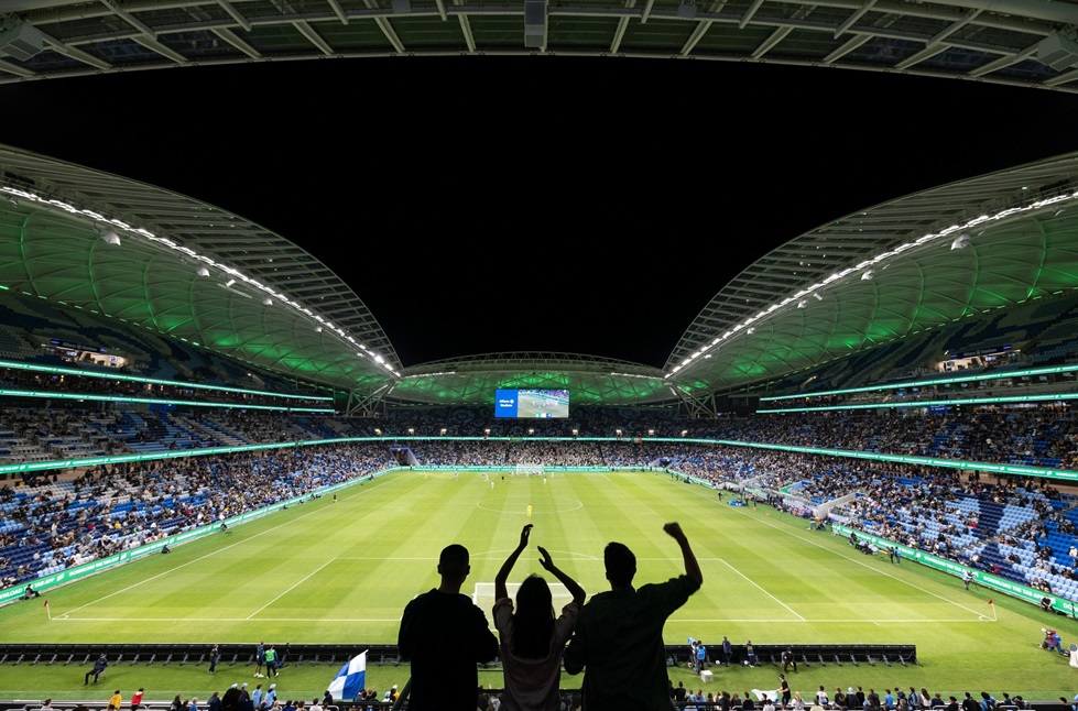 Friends enjoying a game at Allianz Stadium, Moore Park